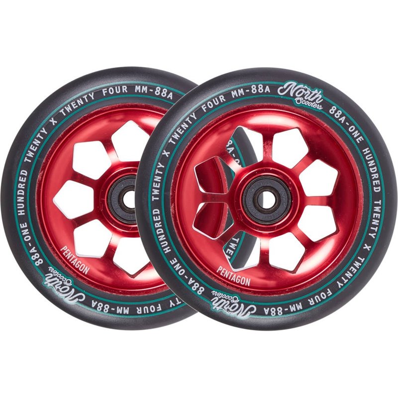 North Pentagon 120mm Pro Scooter Wheels 2-Pack (120mm | Red)